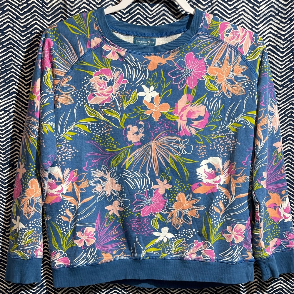 Caribbean Joe Blue Floral Sweatshirt